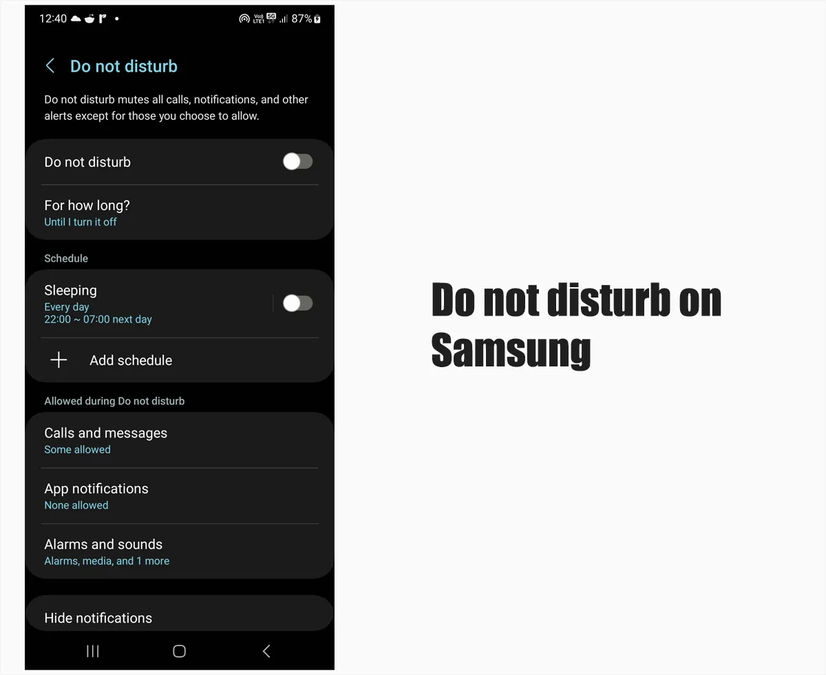Do not disturb on Samsung