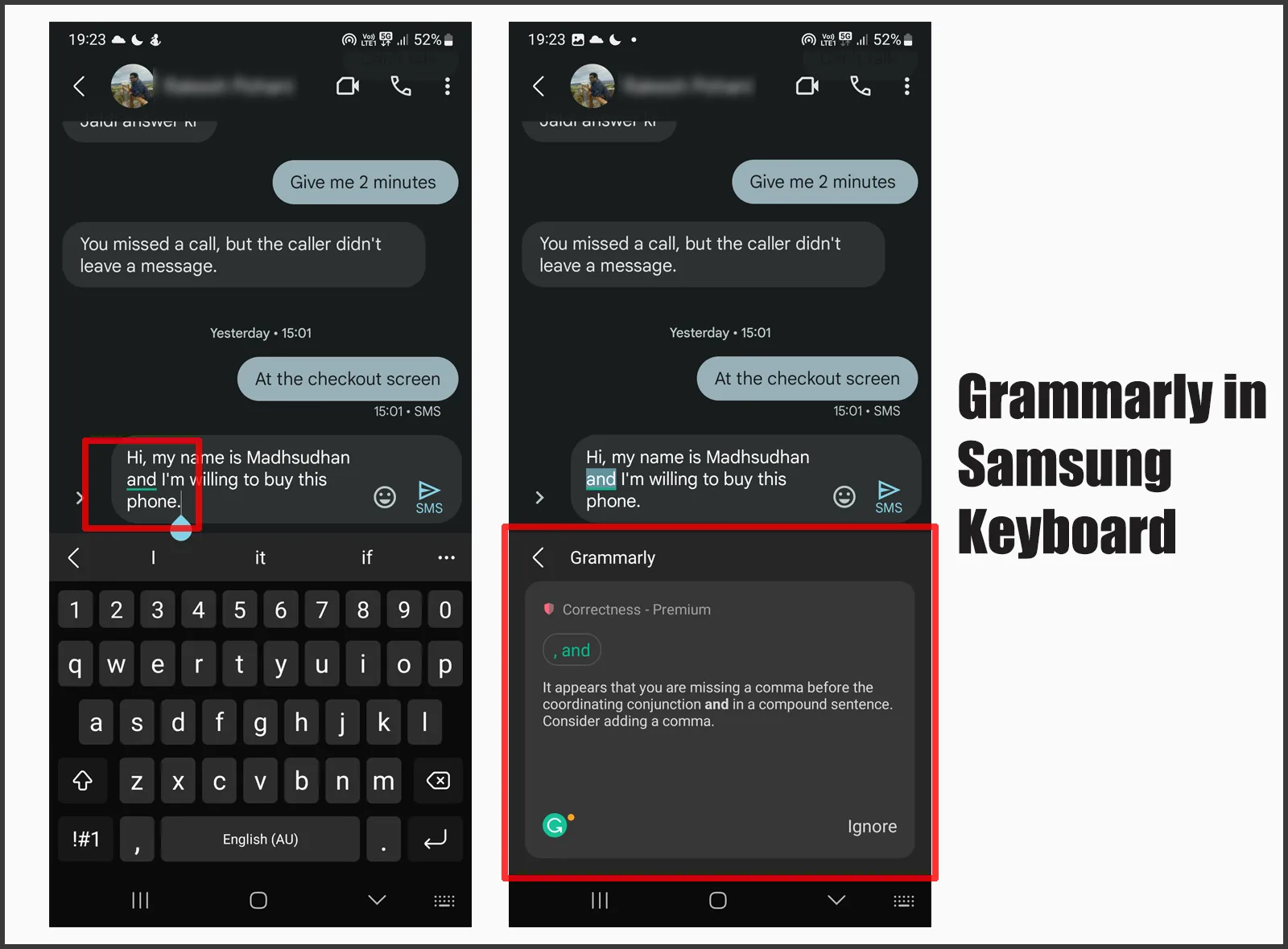 Grammarly in Samsung Keyboard