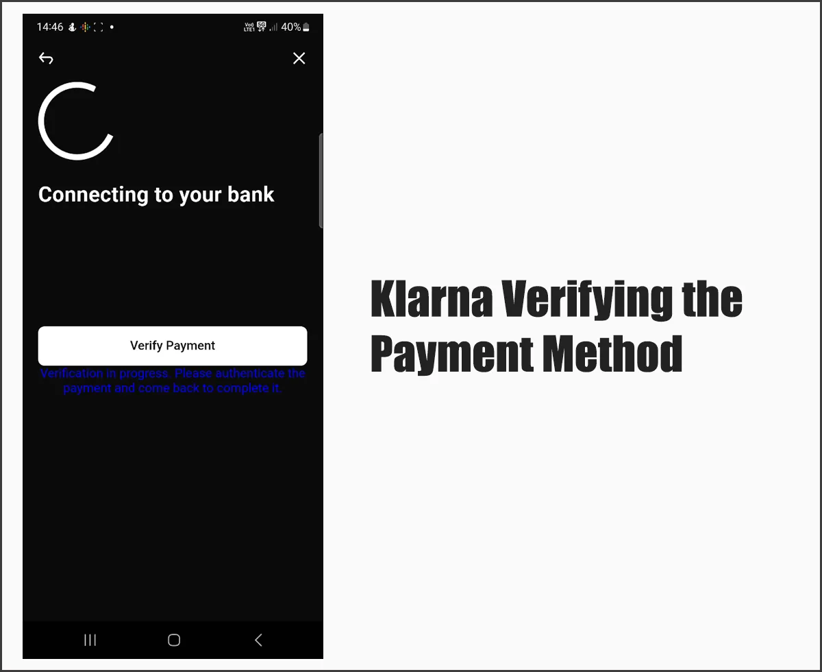 Klarna Verifying the Payment Method