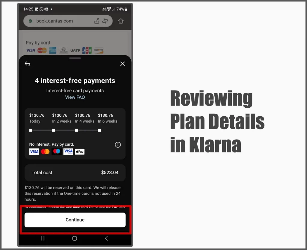 Reviewing Plan Details in Klarna