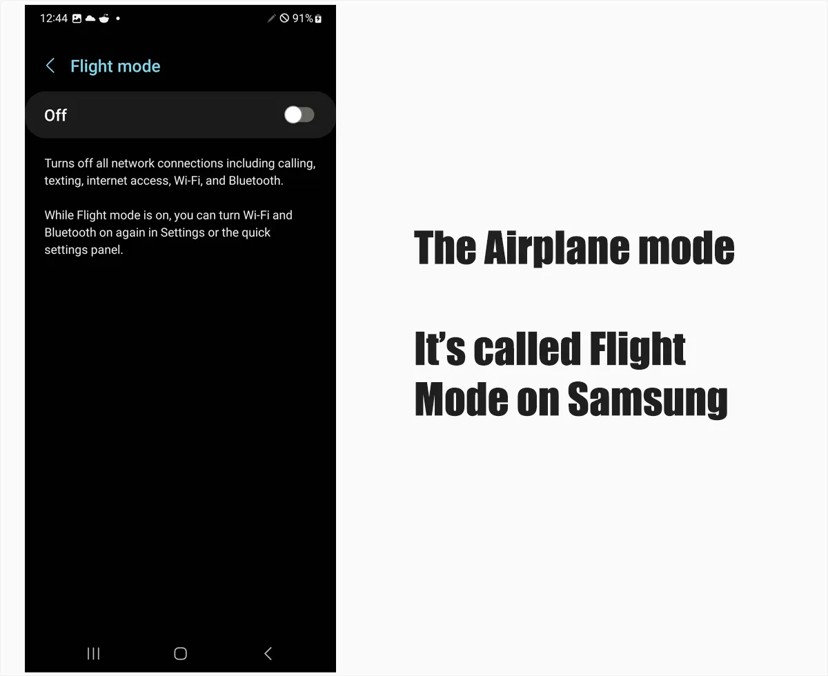 The Airplane Mode on Samsung
