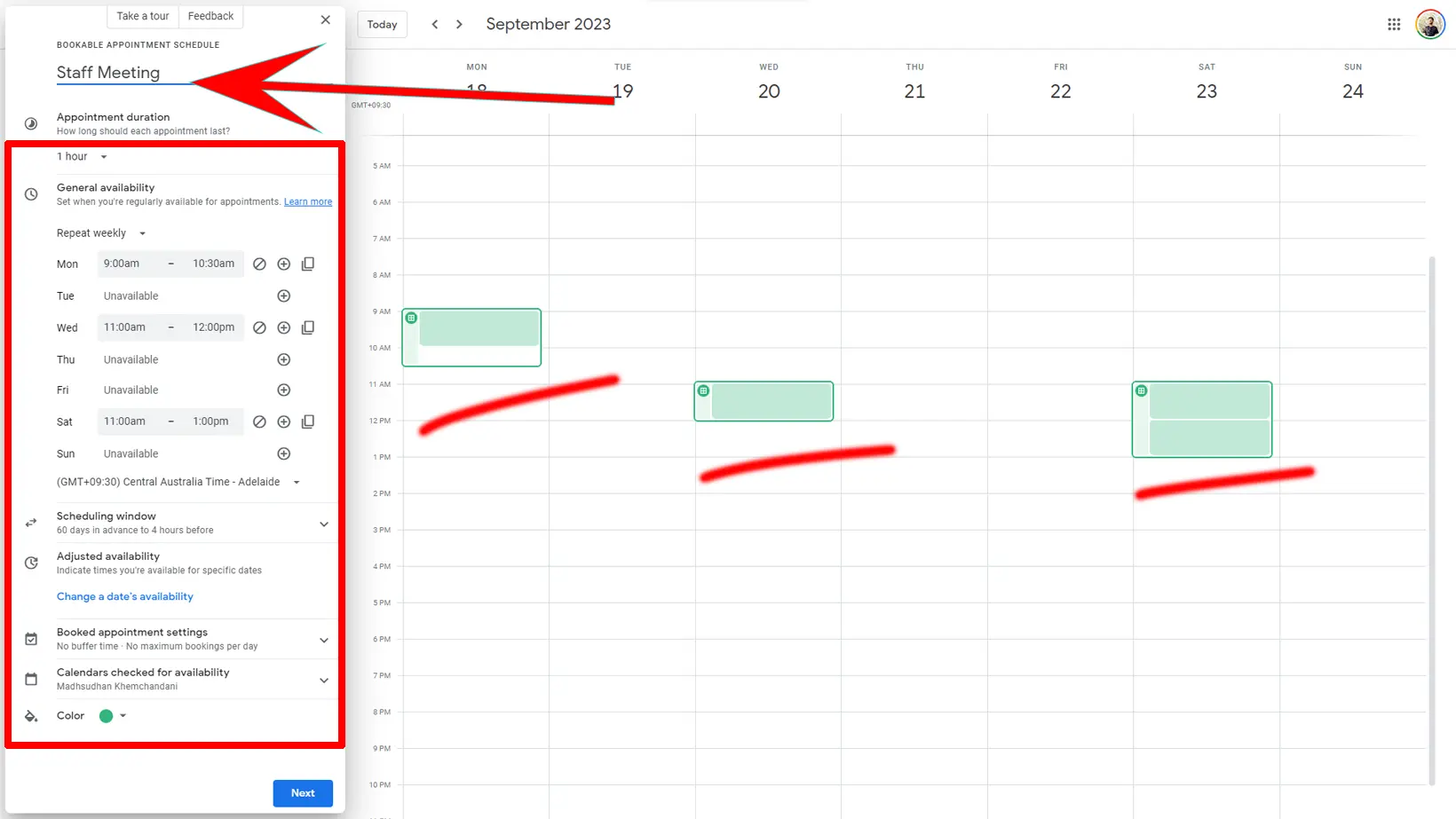 Appointment Scheduling in Google Calendar