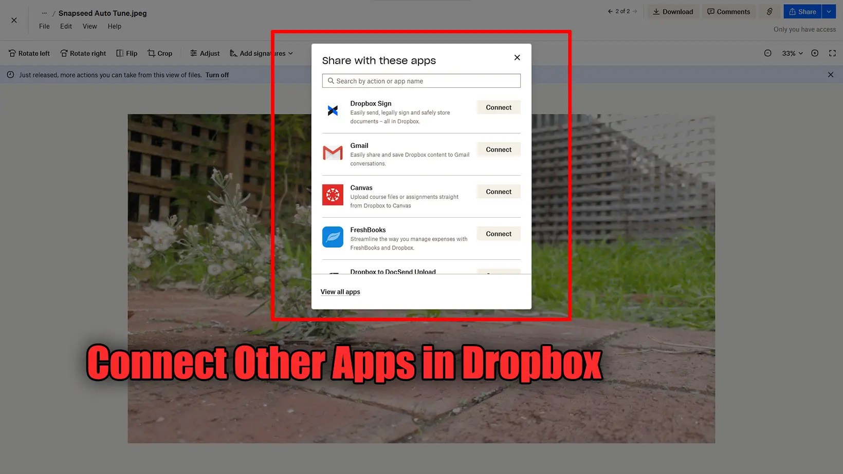 Connect Other Apps in Dropbox