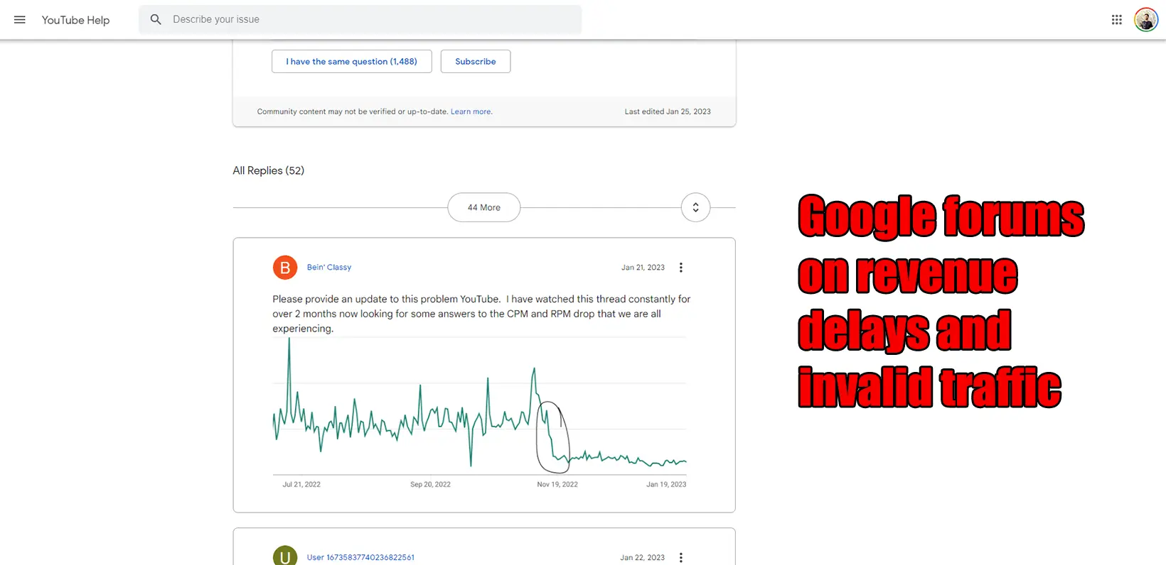Google forums on revenue delays and invalid traffic