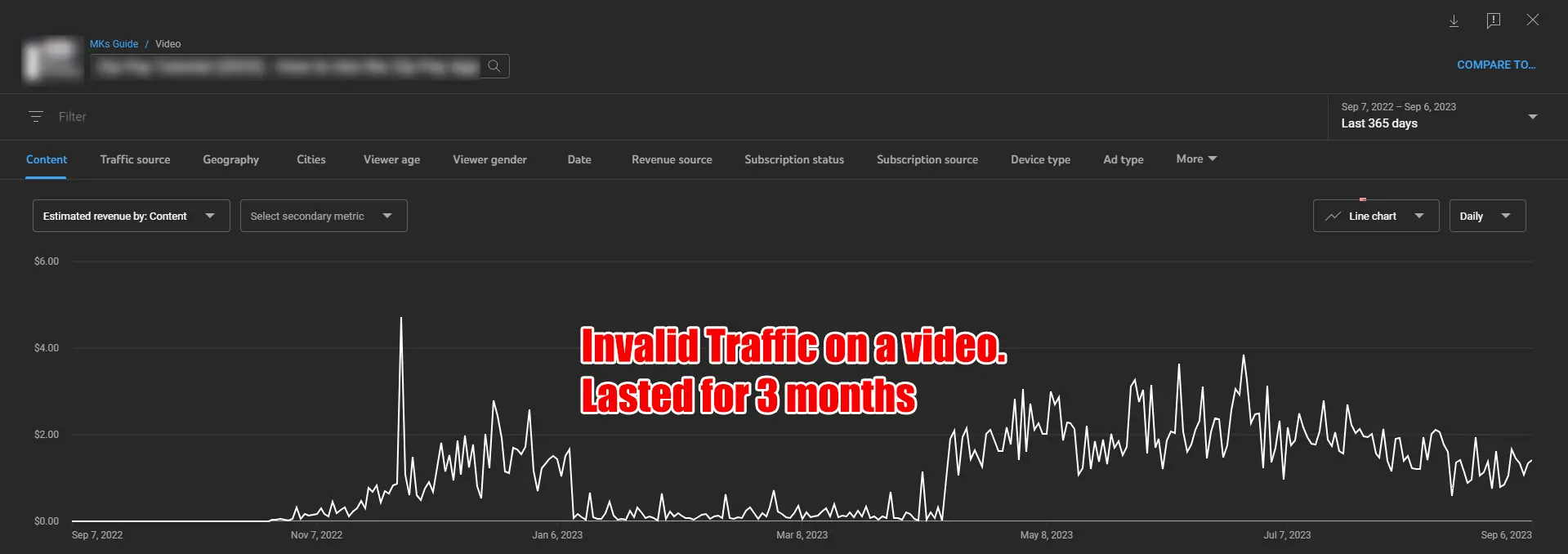 YouTube Invalid Traffic on a video