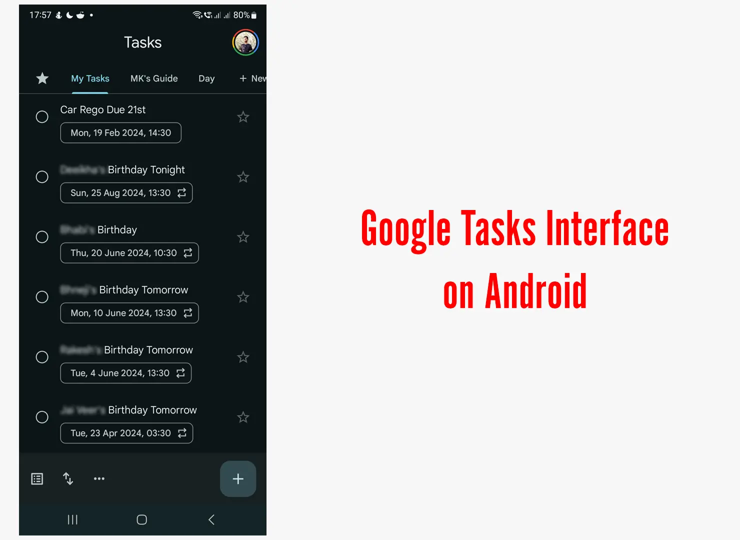 Google Tasks Interface on Android