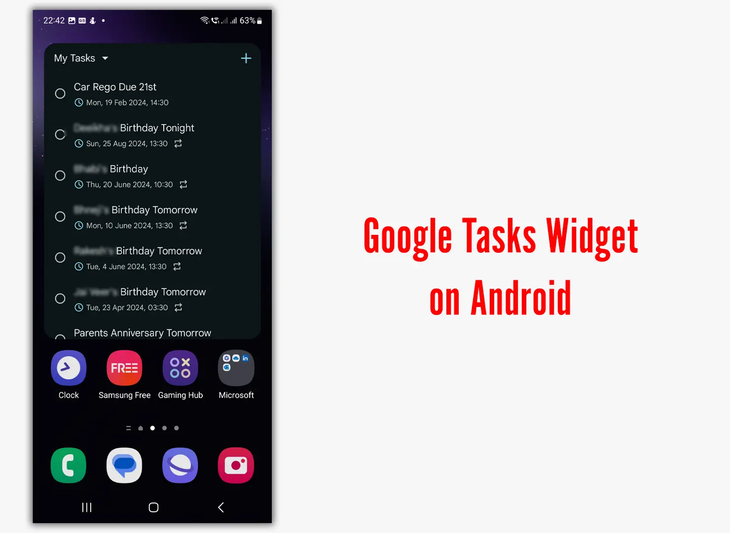 Google Tasks Widget on Android