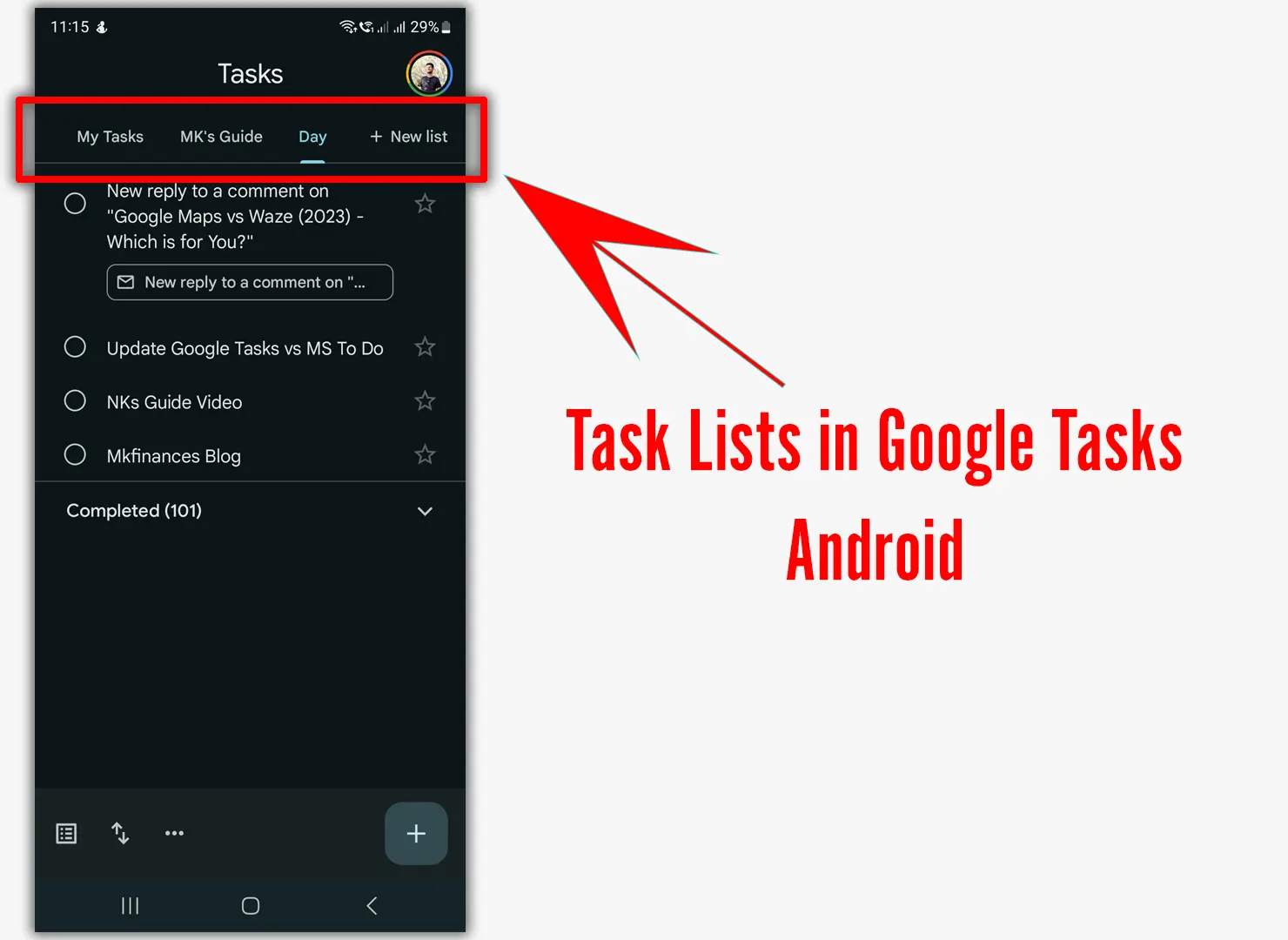 Task Lists in Google Tasks Android